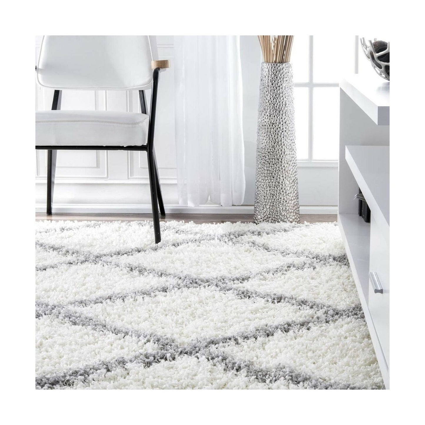 nuLOOM Trellis Cozy Soft & Plush Shag Rug, 8' Square, White