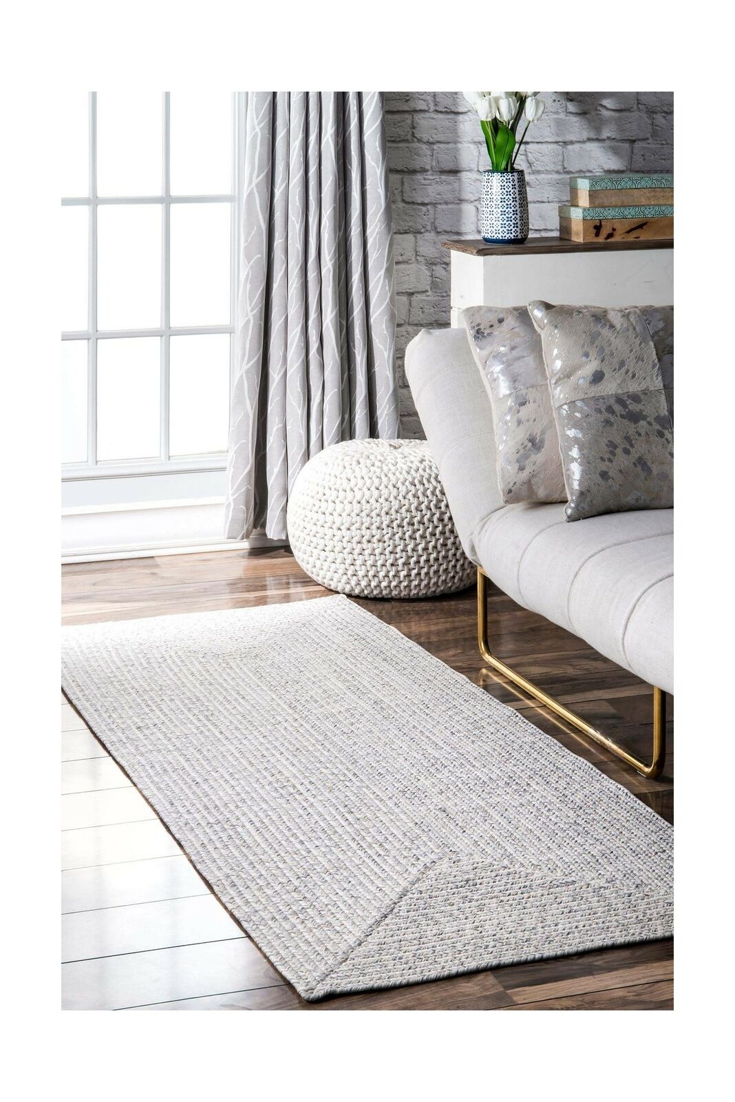 nuLOOM Lefebvre Braided Indoor/Outdoor Area Rug, 2' 6" x 18', Ivory 2' 6" x 18'