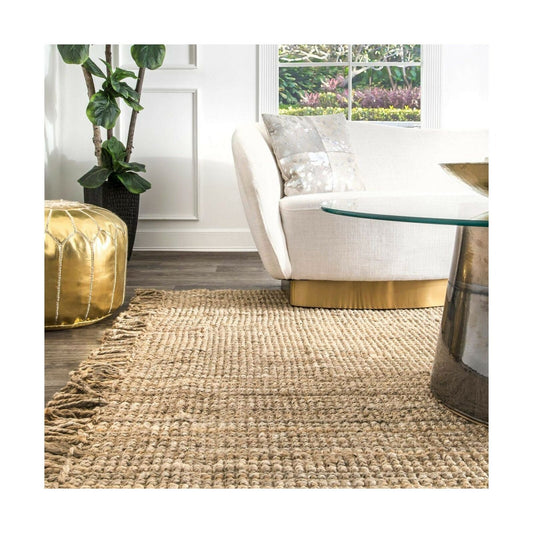 nuLOOM Natura Collection Chunky Loop Jute Area Rug, 9' 6" x 12' 6", Natural