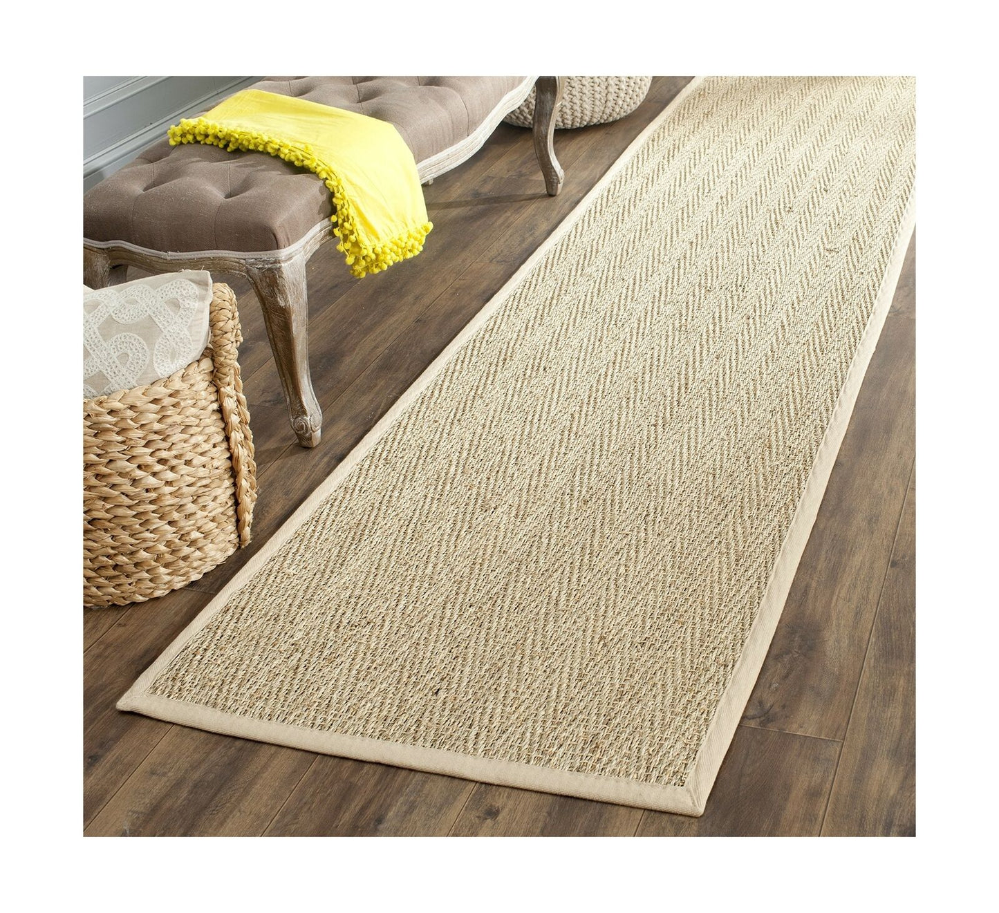 Safavieh Natural Fiber Collection NF115A Herringbone Natural and Beige Seagra...