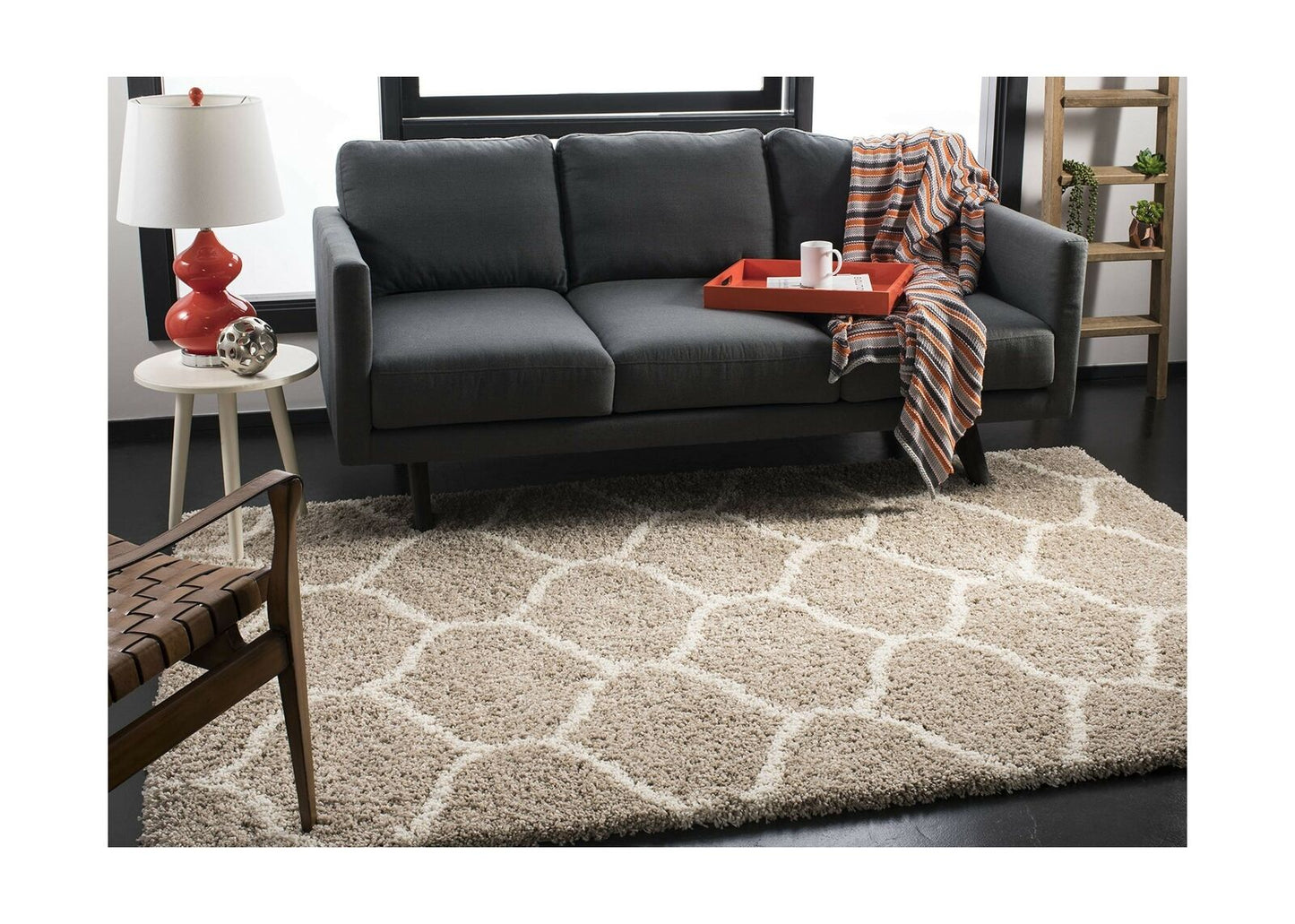 Safavieh Hudson Shag Collection SGH280S Moroccan Ogee Plush Area Rug, 7' Squa...