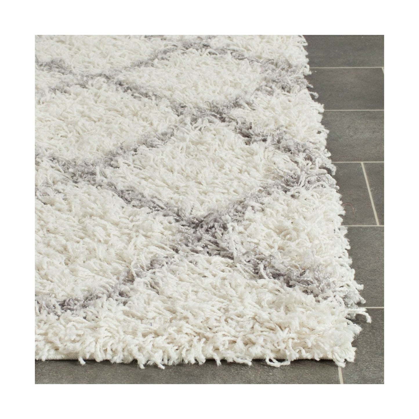 Safavieh SGD258F 8 Area Rug Dallas Shag Collection Ivory Grey Plush 8 x 10 New