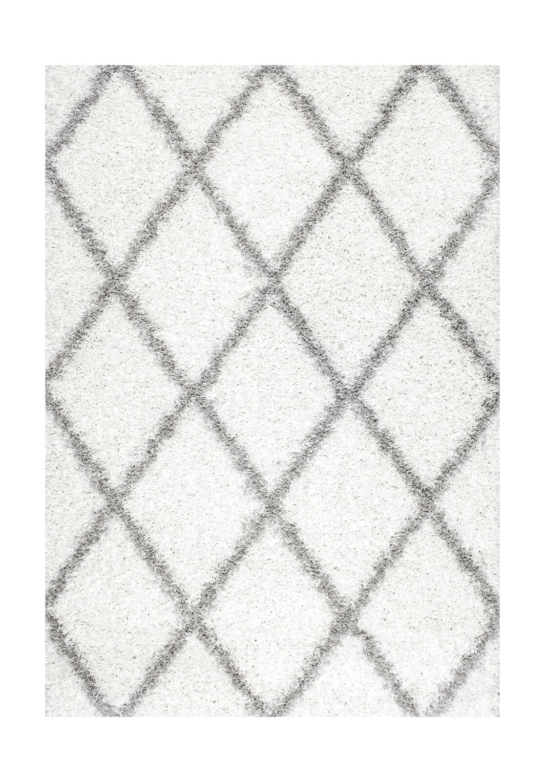 nuLOOM Trellis Cozy Soft & Plush Shag Area Rug, 6' 7" x 9' Oval, White