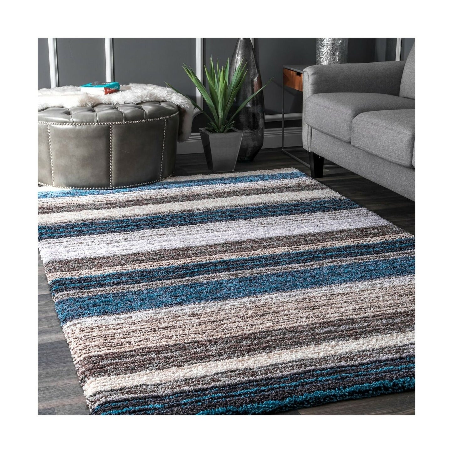 nuLOOM Classie Hand Tufted Shag Area Rug, 8' x 10', Blue Multi 8' x 10'