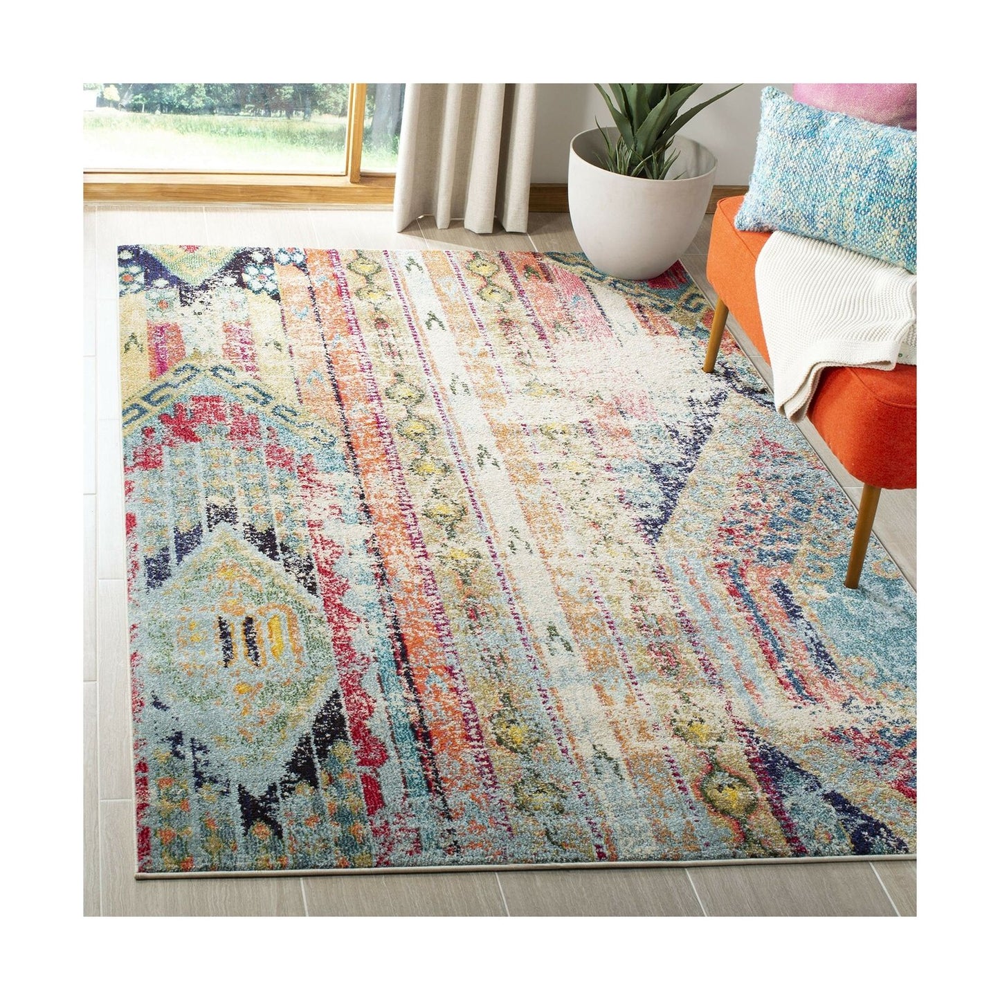 Safavieh Monaco Collection MNC222F Modern Bohemian Distressed Area Rug, 8' x ...