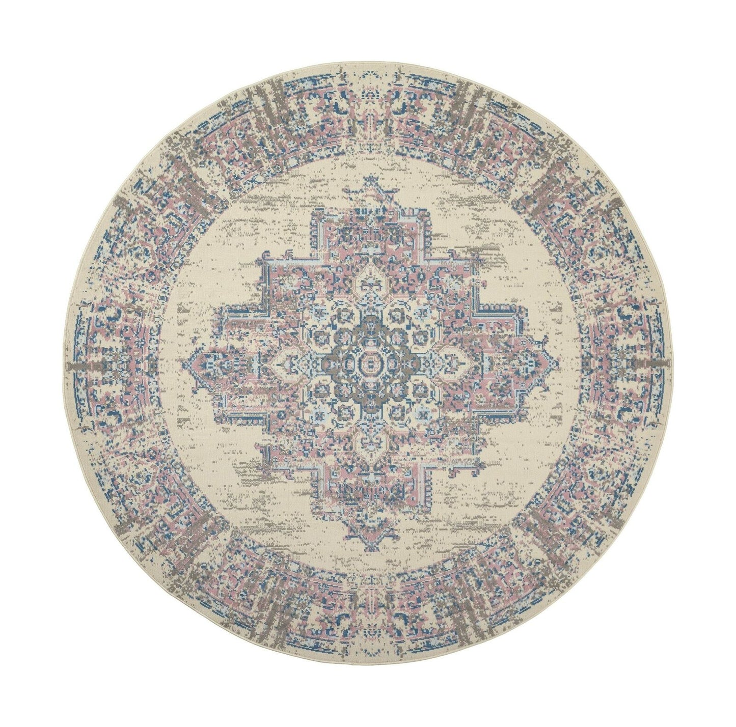 Nourison Grafix Persian Center Medallion Ivory/Pink Area Rug 8'x Round, XROUND