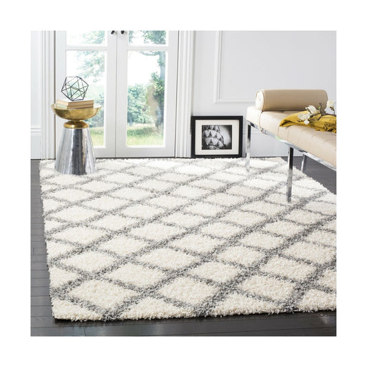 Safavieh SGD258F 8 Area Rug Dallas Shag Collection Ivory Grey Plush 8 x 10 New