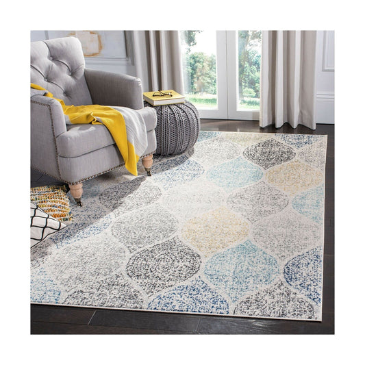 Safavieh Madison Collection MAD604D Geometric Ogee Trellis Distressed Area Rug