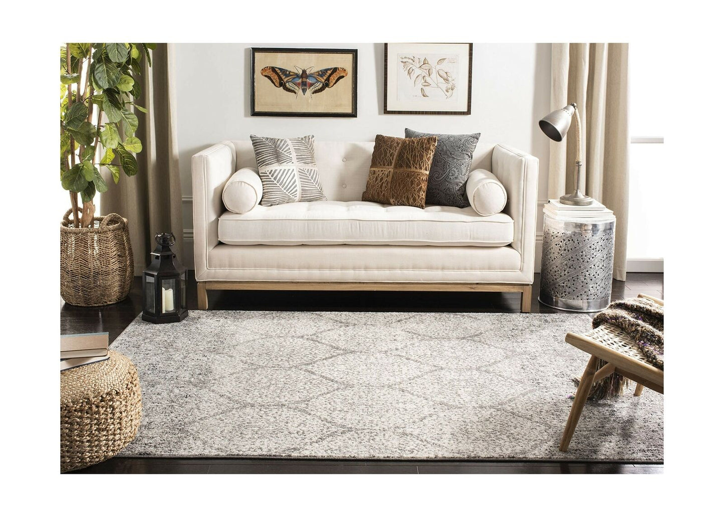 Safavieh Madison Collection MAD604F Geometric Ogee Trellis Distressed Area Rug