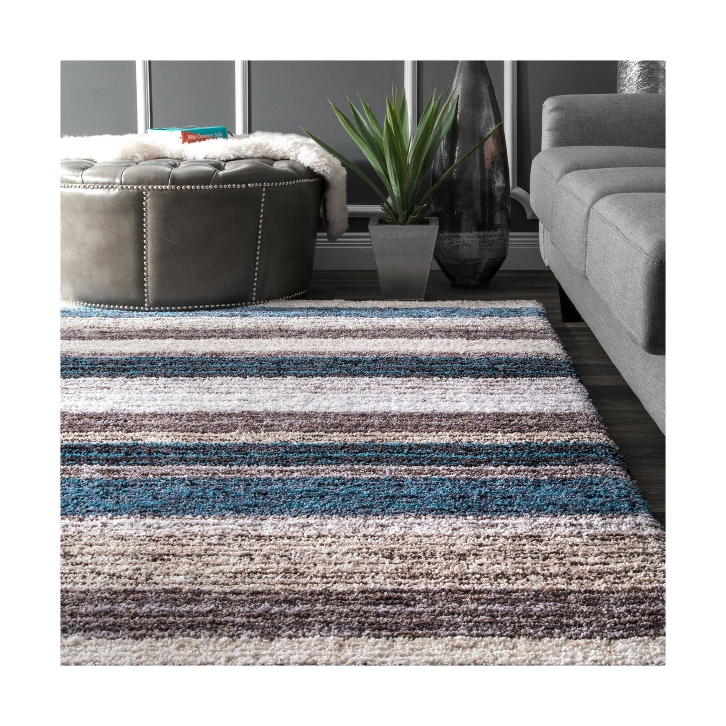 nuLOOM Classie Hand Tufted Shag Area Rug, 8' x 10', Blue Multi 8' x 10'