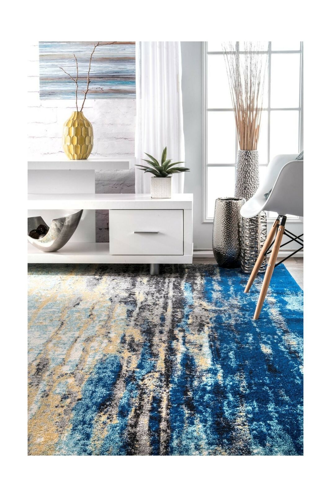 nuLOOM Waterfall Vintage Abstract Area Rug, 10' x 14', Blue 10' x 14'