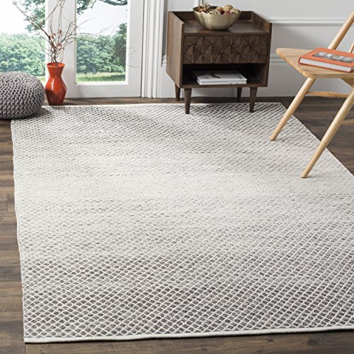 Safavieh Montauk Collection MTK601K Handmade Flatweave Light Grey and Ivory Cotton Area Rug (8' x 10')