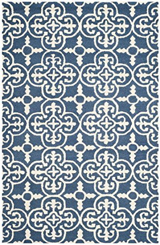 Safavieh Cambridge Collection CAM133G Handmade Moroccan Wool Area Rug, 6' x 9', Navy/Ivory