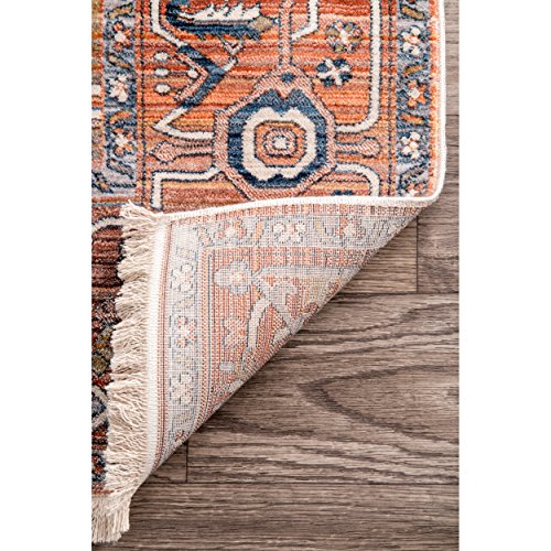 nuLOOM Ethel Medallion Fringe Area Rug, 8' x 10', Rust