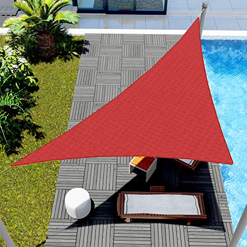 Windscreen4less 19' x 19' x 26.9' Sun Shade Sail Triangle Canopy in Bright red with Commercial Grade Customized Size