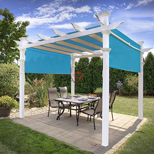 Patio Paradise 11' x 39' Straight Edge Sun Shade Sail, Turquoise Green Rectangle Outdoor Shade Cloth Pergola Cover UV Block Fabric - Custom 3 Year Warrenty