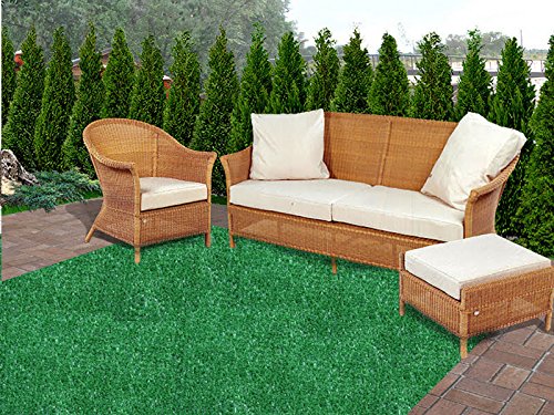 12' Round - Green 1/4" Thick - 8 oz. Artificial Grass Turf Carpet Indoor Outdoor Area Rug with Finished Edges