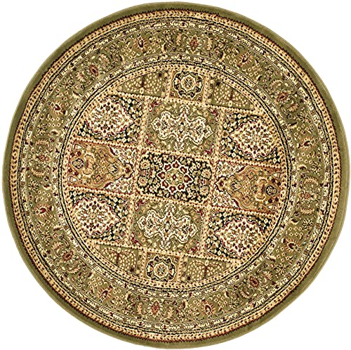 SAFAVIEH Lyndhurst Collection LNH217A Traditional Oriental Non-Shedding Dining Room Entryway Foyer Living Room Bedroom Area Rug, 8' x 8' Round, Multi / Green