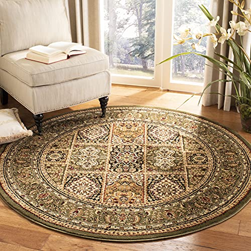 SAFAVIEH Lyndhurst Collection LNH217A Traditional Oriental Non-Shedding Dining Room Entryway Foyer Living Room Bedroom Area Rug, 8' x 8' Round, Multi / Green