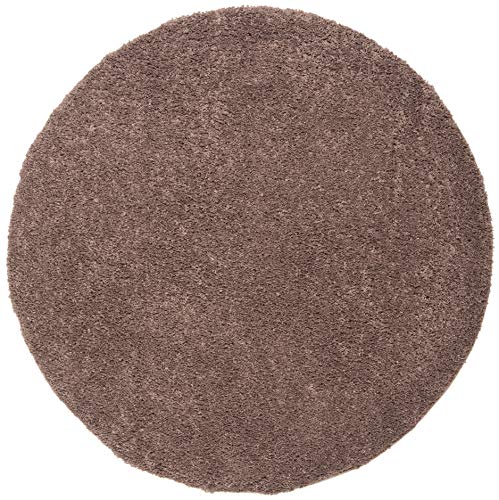 Safavieh August Shag Collection AUG900R Solid 1.2-inch Thick Area Rug, 8'6" x 8'6" Round, Taupe