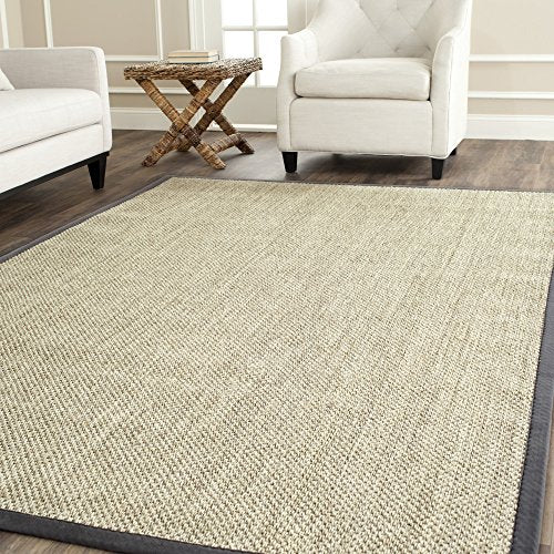 Safavieh Natural Fiber Collection NF443B Tiger Eye Marble and Grey Sisal Square Area Rug (8' Square)