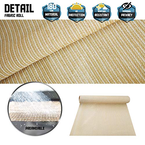 TANG Sunshades Depot 6'x132' Shade Cloth Beige Fabric Roll Up to 95% Blockage UV Resistant Mesh Net for Outdoor Backyard Garden Plant Barn Greenhouse Weddings Placemat Crafts Decorate Swing