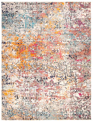 Safavieh Madison Collection MAD460A Modern Contemporary Abstract Area Rug, 9' x 12', Grey/Pink