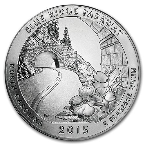 2015 5 oz Silver ATB Blue Ridge National Parkway, NC Silver Brilliant Uncirculated