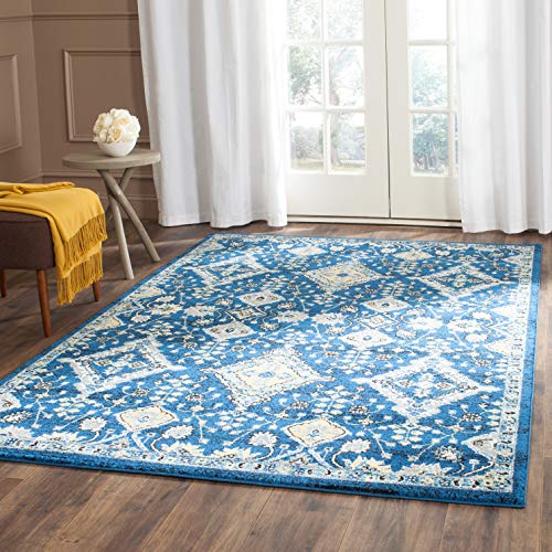 Safavieh Evoke Collection EVK224A Contemporary Bohemian Royal Blue and Ivory Area Rug (9' x 12')