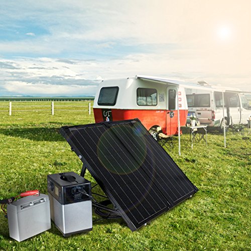 ACOPOWER HYS60-12MB 60W Foldable Panel, 12V Battery and Generator Ready Suitcase with Charge Controller Portable Solar kit