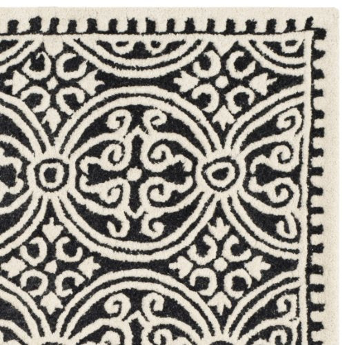 Safavieh Cambridge Collection CAM123E Handmade Moroccan Wool Area Rug, 8' x 8' Square, Black/Ivory