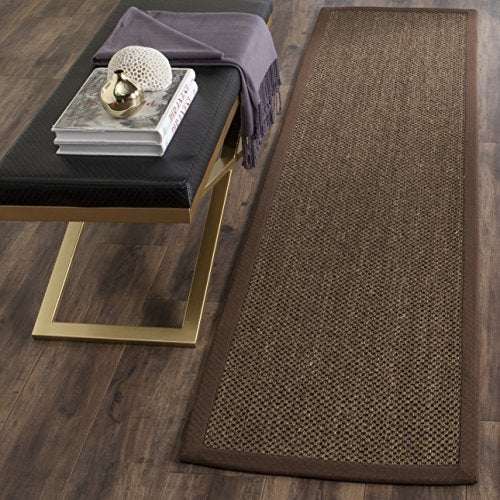 Safavieh Natural Fiber Collection NF443D Border Sisal Runner, 2'6" x 22' , Brown / Brown