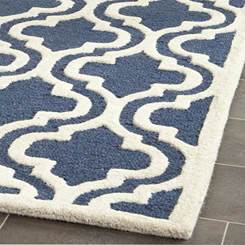 Safavieh Cambridge Collection CAM132G Handmade Moroccan Premium Wool Area Rug, 8' x 10', Navy / Ivory