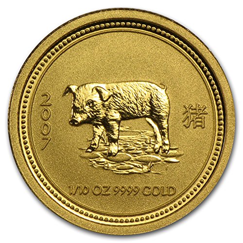 2007 AU Australia 1/10 oz Gold Lunar Pig BU (Series I) Gold Brilliant Uncirculated