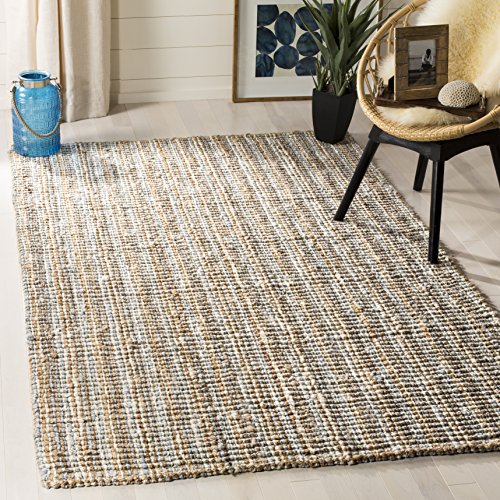 Safavieh Natural Fiber Collection NF447K Handmade Chunky Textured Premium Jute 0.75-inch Thick Area Rug, 5' x 8', Grey