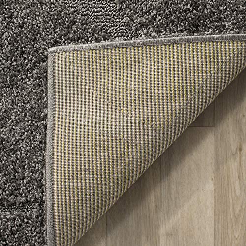 SAFAVIEH Florida Shag Collection SG471 Abstract Wave Non-Shedding Living Room Bedroom Dining Room Entryway Plush 1.2-inch Thick Area Rug, 5'3" x 7'6", Grey / Grey