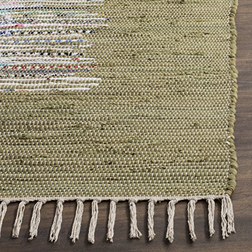 Safavieh Montauk Collection MTK711K Handmade Flatweave Ivory and Olive Cotton Area Rug (9' x 12')