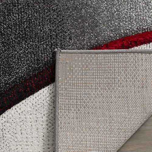 Safavieh Hollywood Collection HLW712K Grey and Red Mid-Century Modern Abstract Area Rug (6'7" x 9')