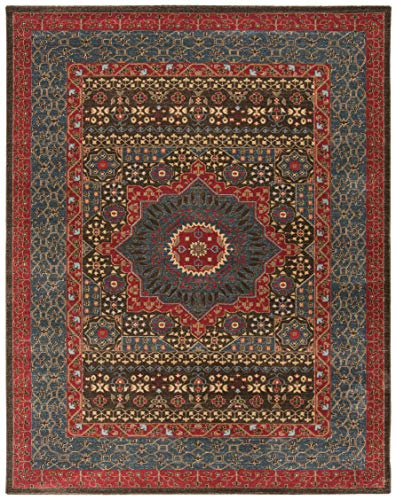 SAFAVIEH Mahal Collection MAH620C Traditional Oriental Non-Shedding Living Room Bedroom Dining Home Office Area Rug, 8' x 11', Navy / Red