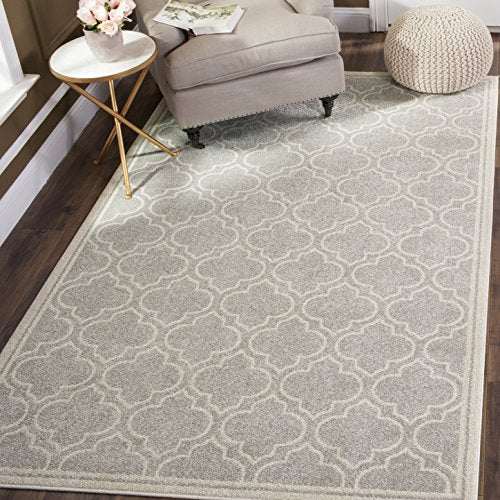 Safavieh Amherst Collection AMT412B Moroccan Geometric Area Rug, 11' x 16', Light Grey/Ivory