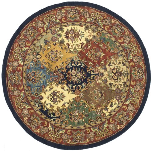 Safavieh Heritage Collection HG911A Handmade Traditional Oriental Multi and Burgundy Wool Round Area Rug (10' Diameter)