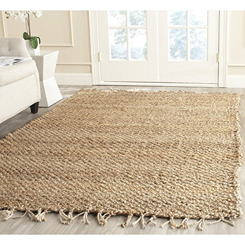 Safavieh Natural Fiber Collection NF733A Handmade Farmhouse Fringe Premium Jute Area Rug, 6' x 9', Natural