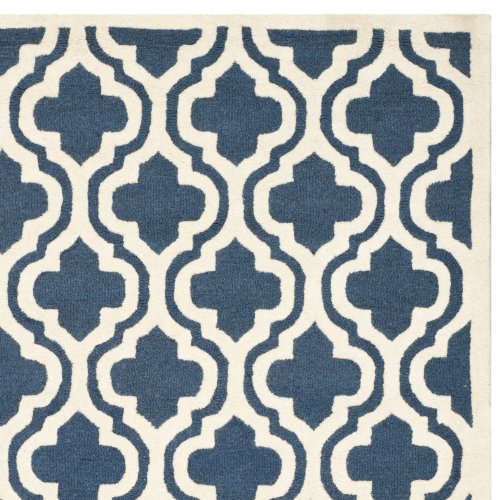 Safavieh Cambridge Collection CAM132G Handmade Moroccan Premium Wool Area Rug, 8' x 10', Navy / Ivory