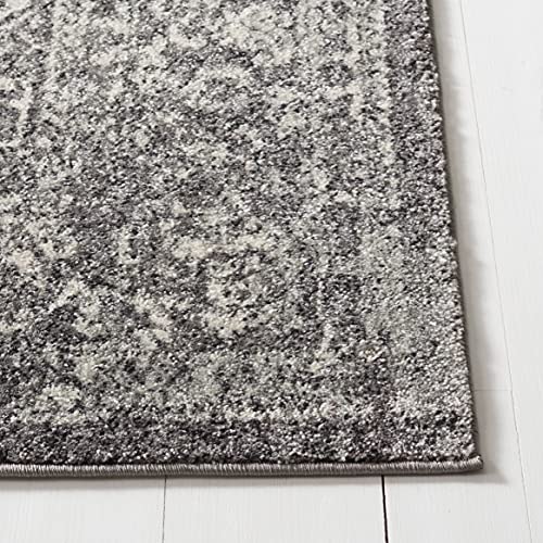 SAFAVIEH Evoke Collection EVK256D Oriental Distressed Non-Shedding Living Room Bedroom Dining Home Office Area Rug, 6'7" x 6'7" Square, Grey / Ivory