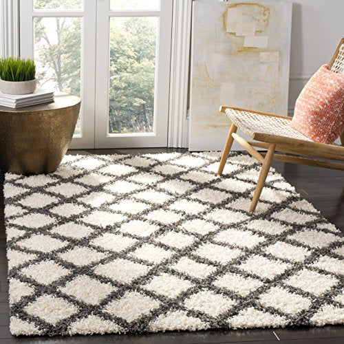 Safavieh Dallas Shag Collection SGDS258H Ivory and Grey Area Rug (8' x 10')