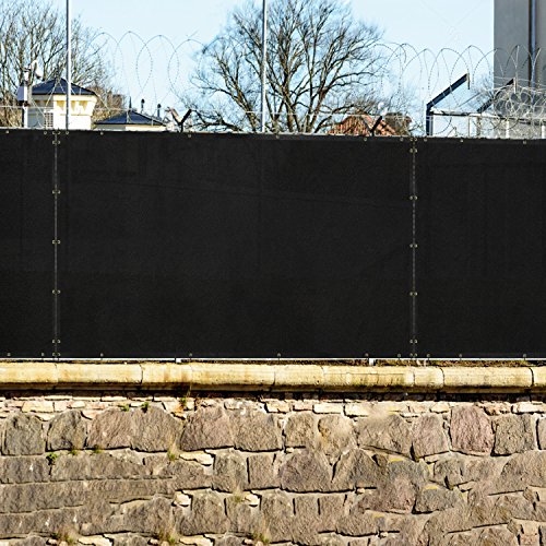 Windscreen4less Heavy Duty Privacy Screen Fence in Color Solid Black 4' x 135' Brass Grommets 150 GSM - Customized Size