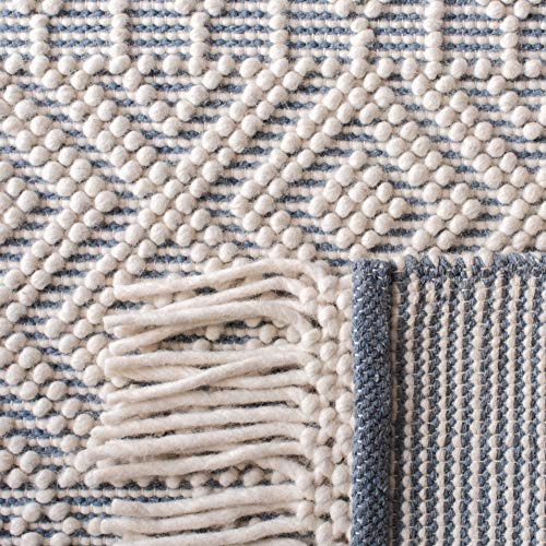 Safavieh Natura Collection NAT852A Handmade Moroccan Boho Fringe Wool Area Rug, 6' x 9', Ivory / Grey