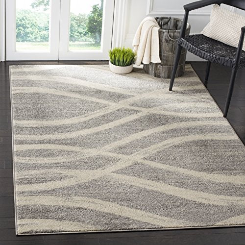 SAFAVIEH Adirondack Collection ADR125B Modern Wave Distressed Non-Shedding Living Room Bedroom Dining Home Office Area Rug, 6' x 9', Grey / Cream