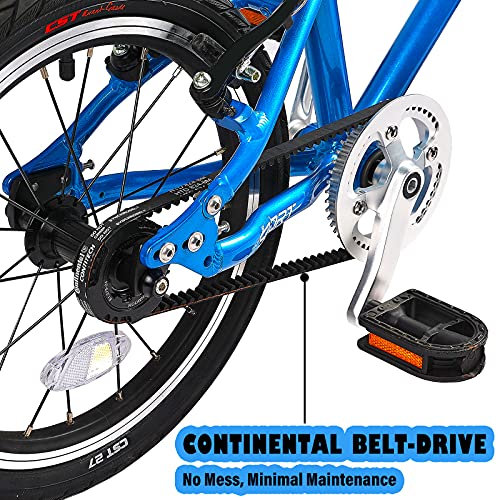 BELSIZE 16-Inch Belt-Drive Kid's Bike, Lightweight Aluminium Alloy Bicycle(only 12.57 lbs) for 3-7 Years Old (Blue)