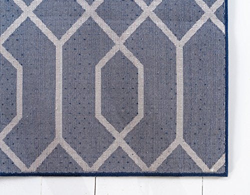Unique Loom Marilyn Monroe Glam Collection Textured Geometric Trellis Navy Blue Silver Area Rug (8' 0 x 10' 0)